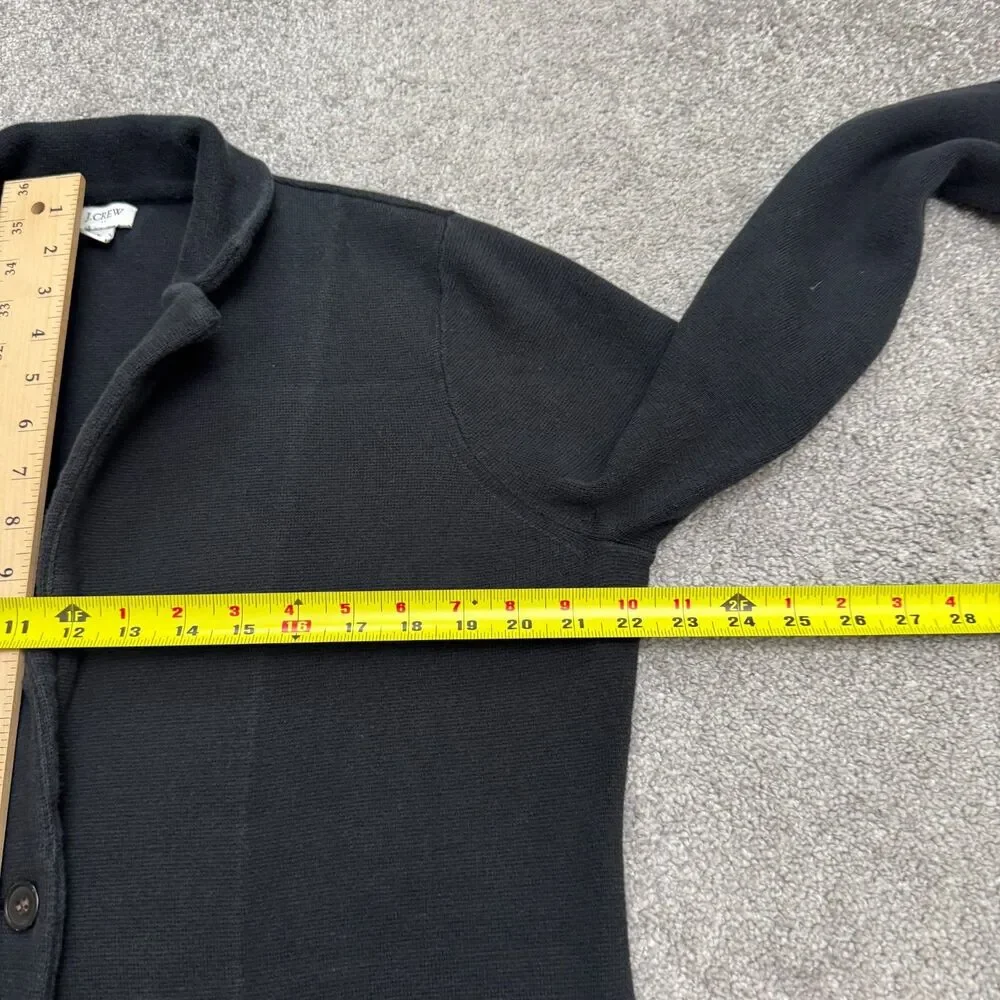 J.Crew Schoolboy Cardigan Sweater Blazer Jacket Womens Large Black Knit Cotton